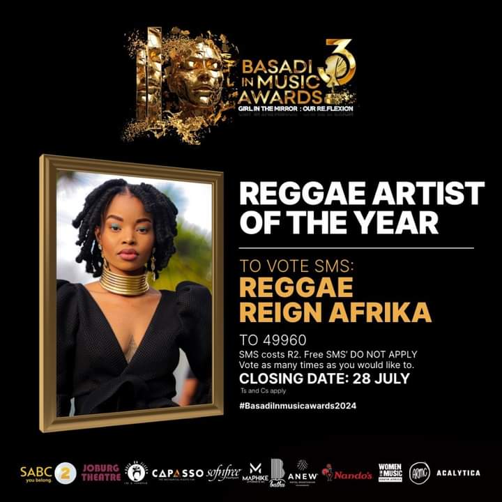 Basadi In Music Awards 2024 Reggae Artist Of The Year Reign Afrika voting Poster