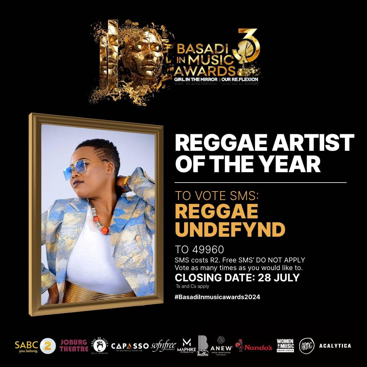 Basadi In Music Awards 2024 Reggae Artist Of The Year Undefynd voting Poster