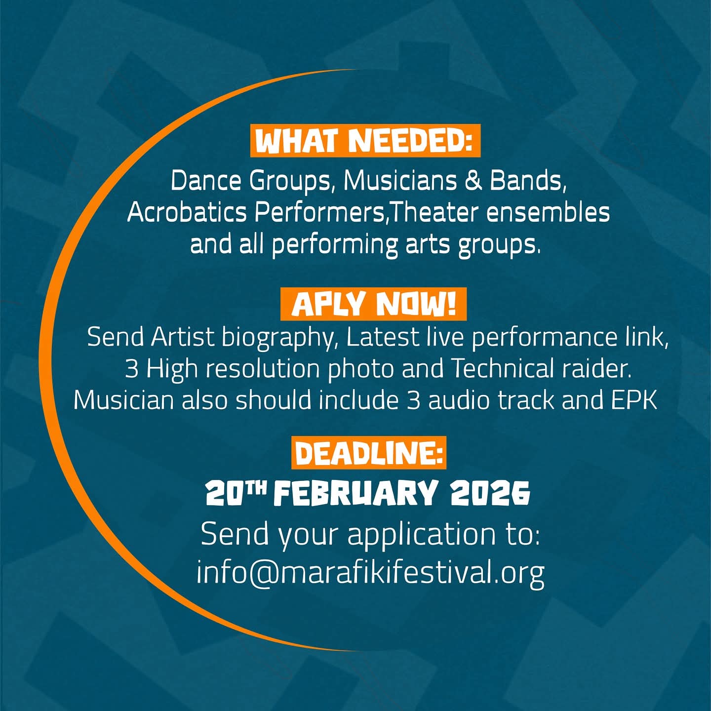 Call For Artists: Marafiki Festival 2026