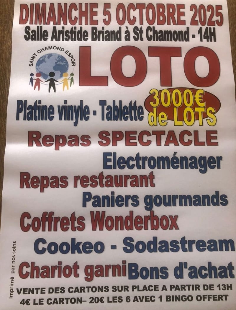 Loto de rentrée dimanche 5 octobre 2025