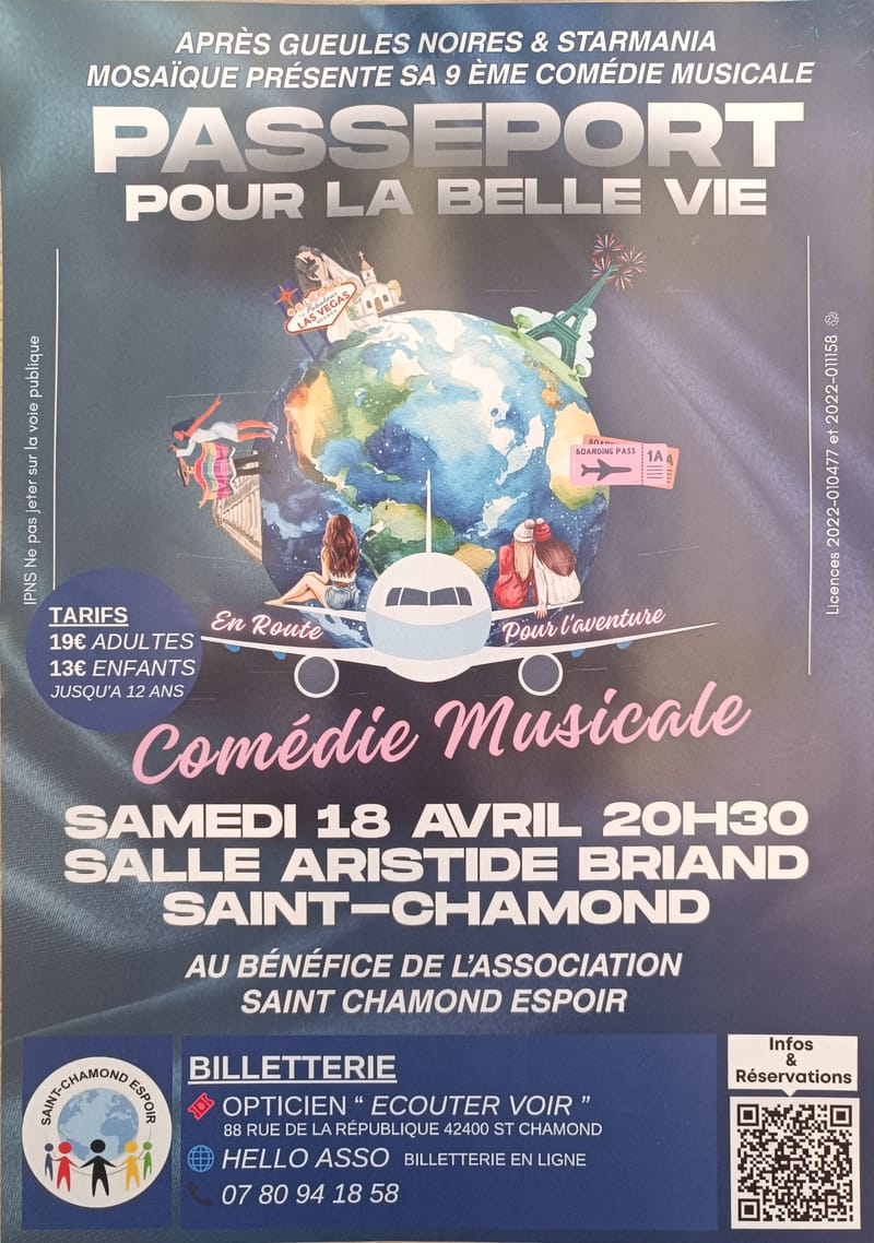 Samedi 18 avril 2026 - Comédie musicale "Passeport pour la belle vie*