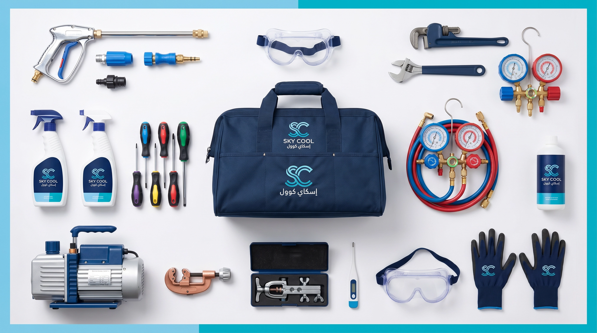 أدوات عل صيانة وتنظيف مكيفات ودكت المكيفات بجدة في إسكاي كوول - صيانة مكيفات ودكت مكيفات بجدة