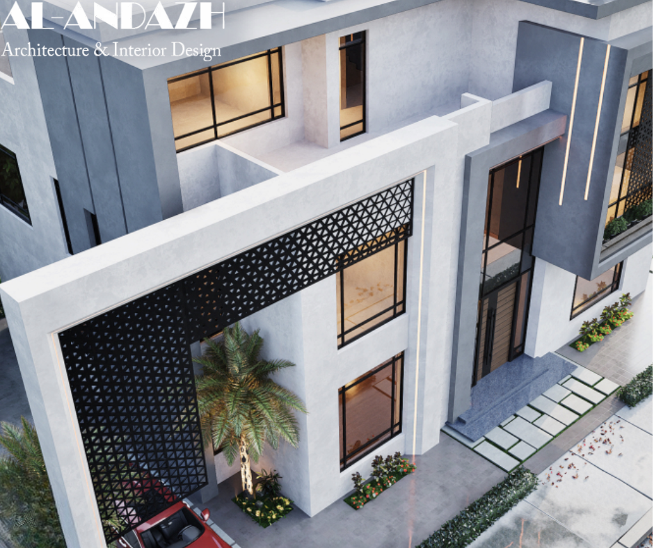 تصميم وبناء منزل مودرن في الرياض بواجهة أنيقة وتشطيب فاخر