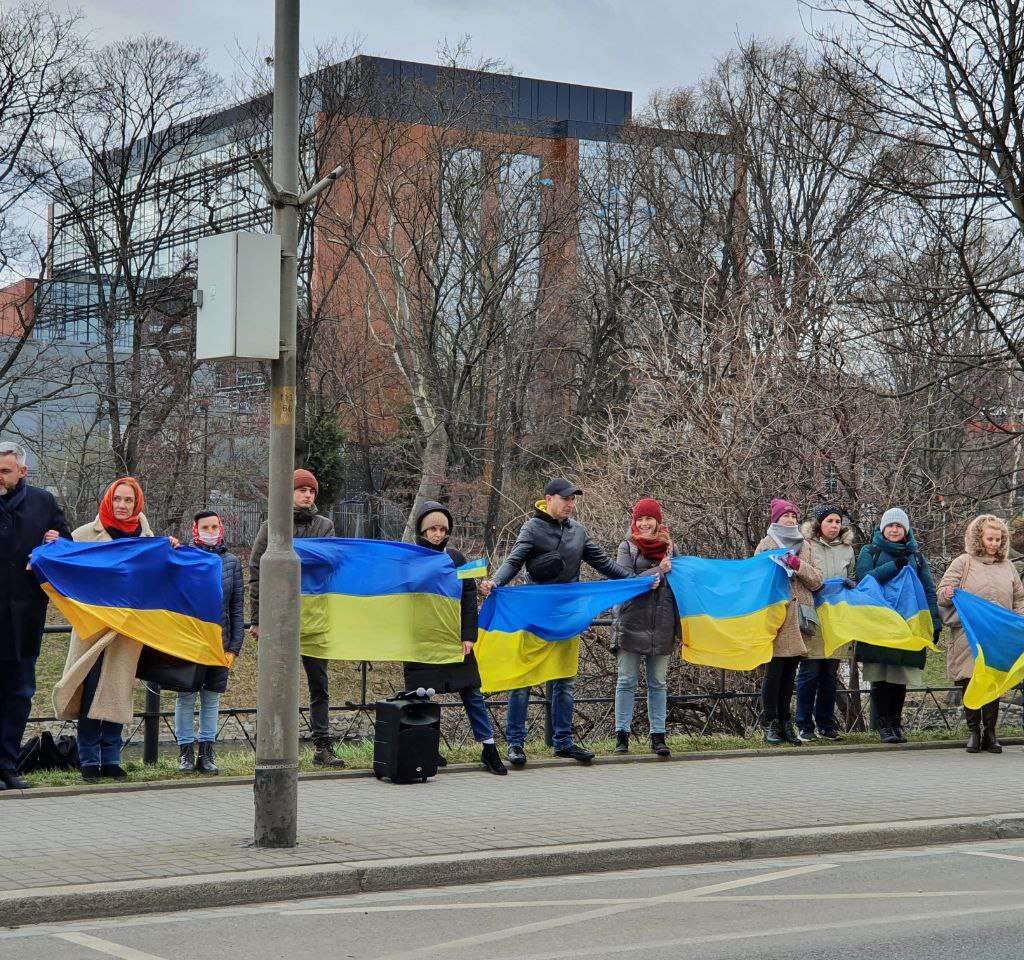 Ланцюг єднання біля генерального консульства Німеччини 19 лютого 2022 року