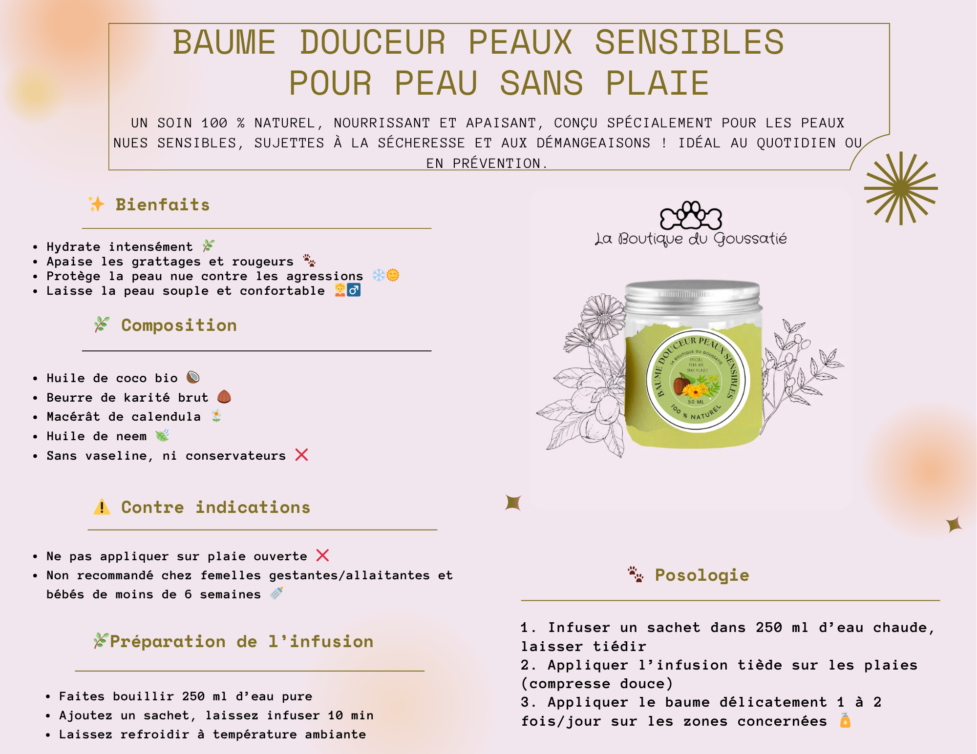 Baume Douceur Peaux Sensibles – Pour peau sans plaie