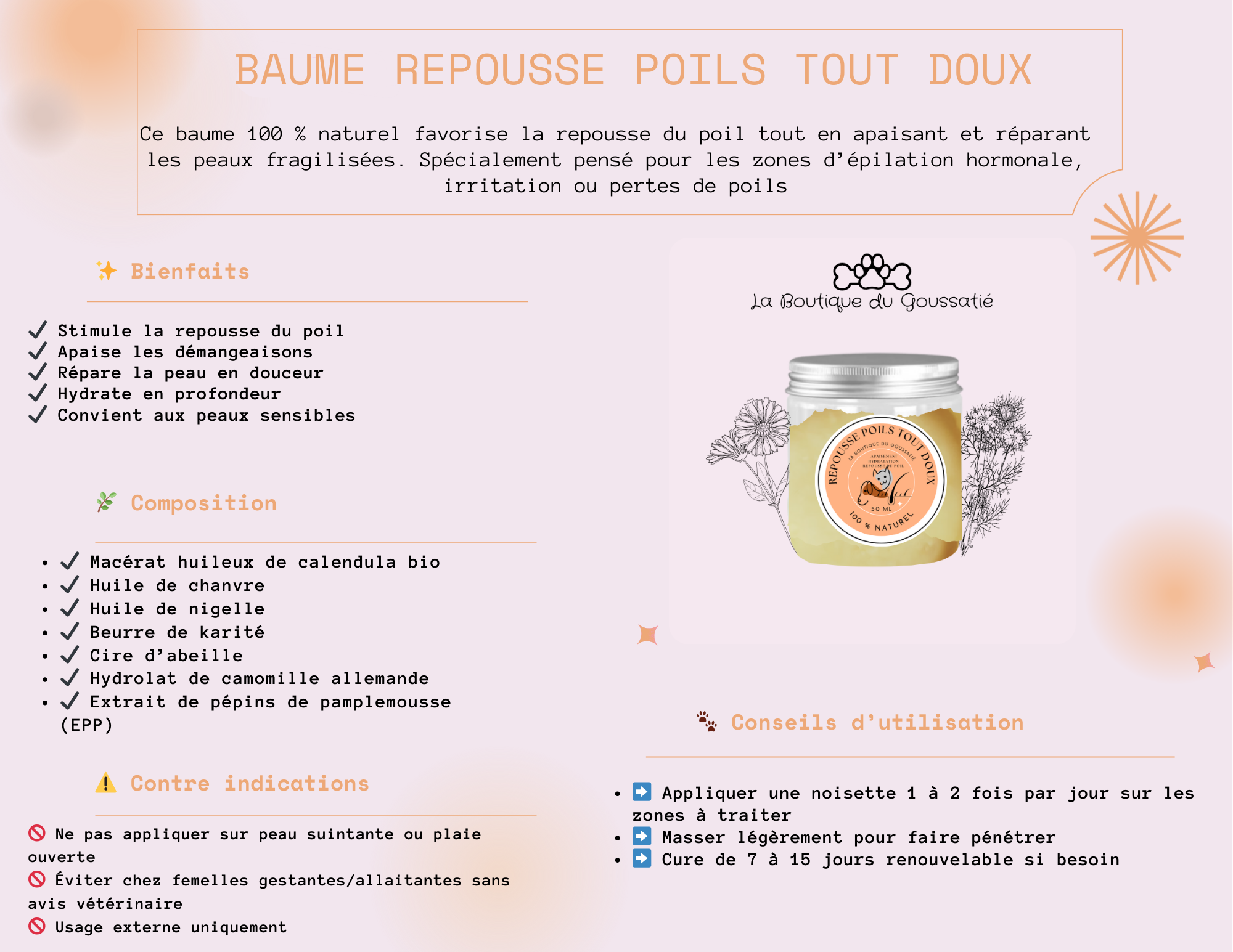 Baume Repousse Poils Tout Doux