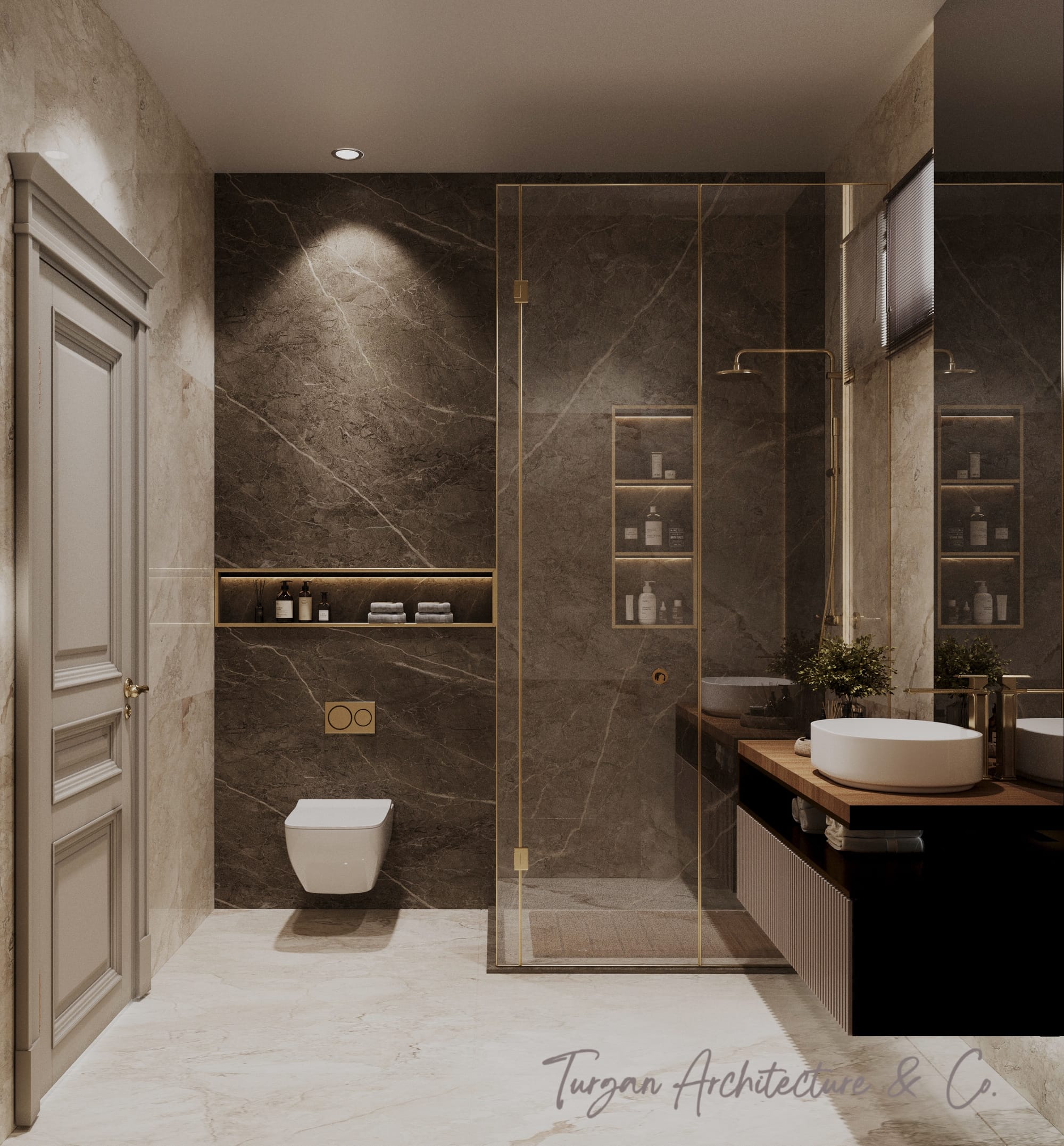 Gold-Brown Bathroom