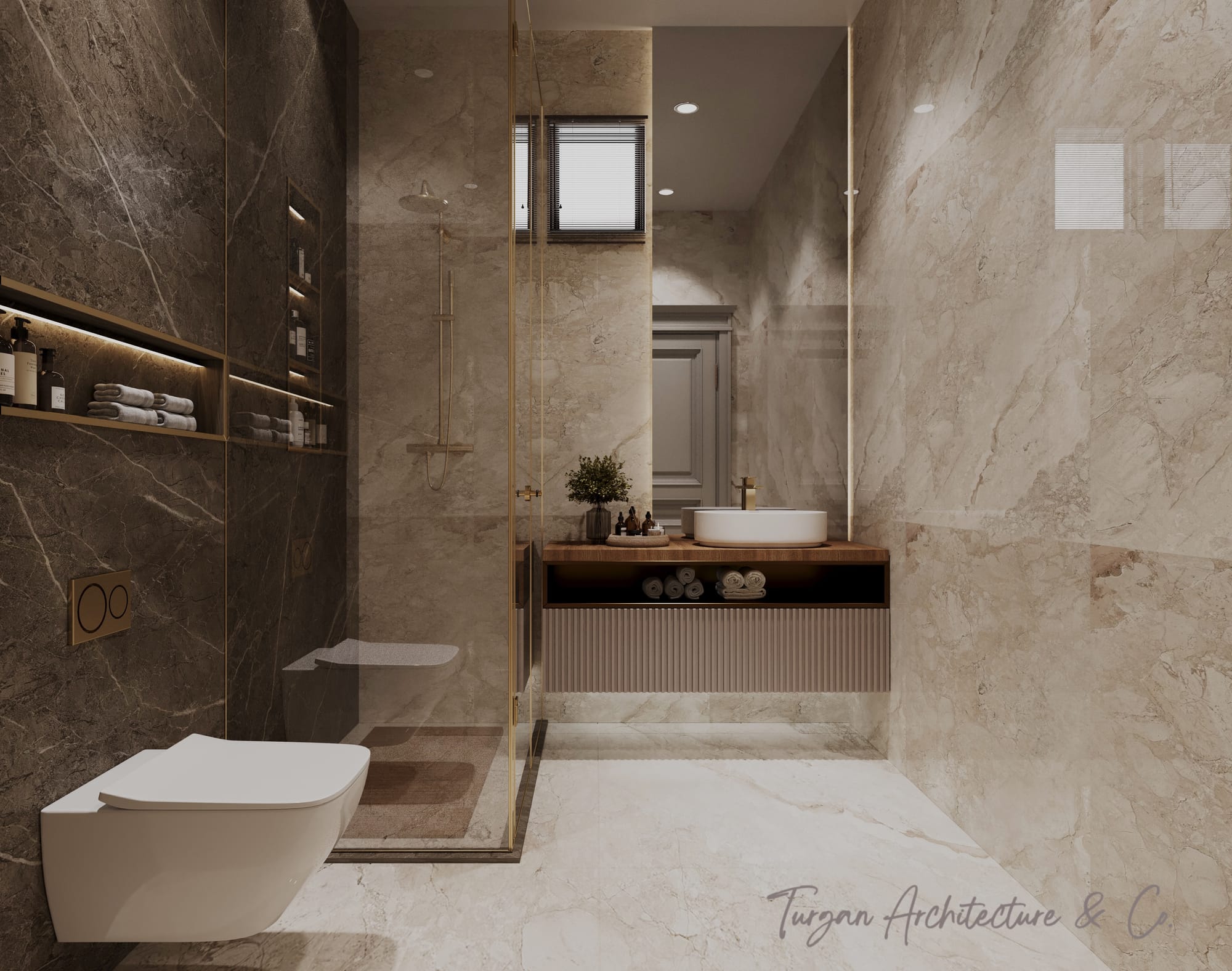 Gold-Brown Bathroom