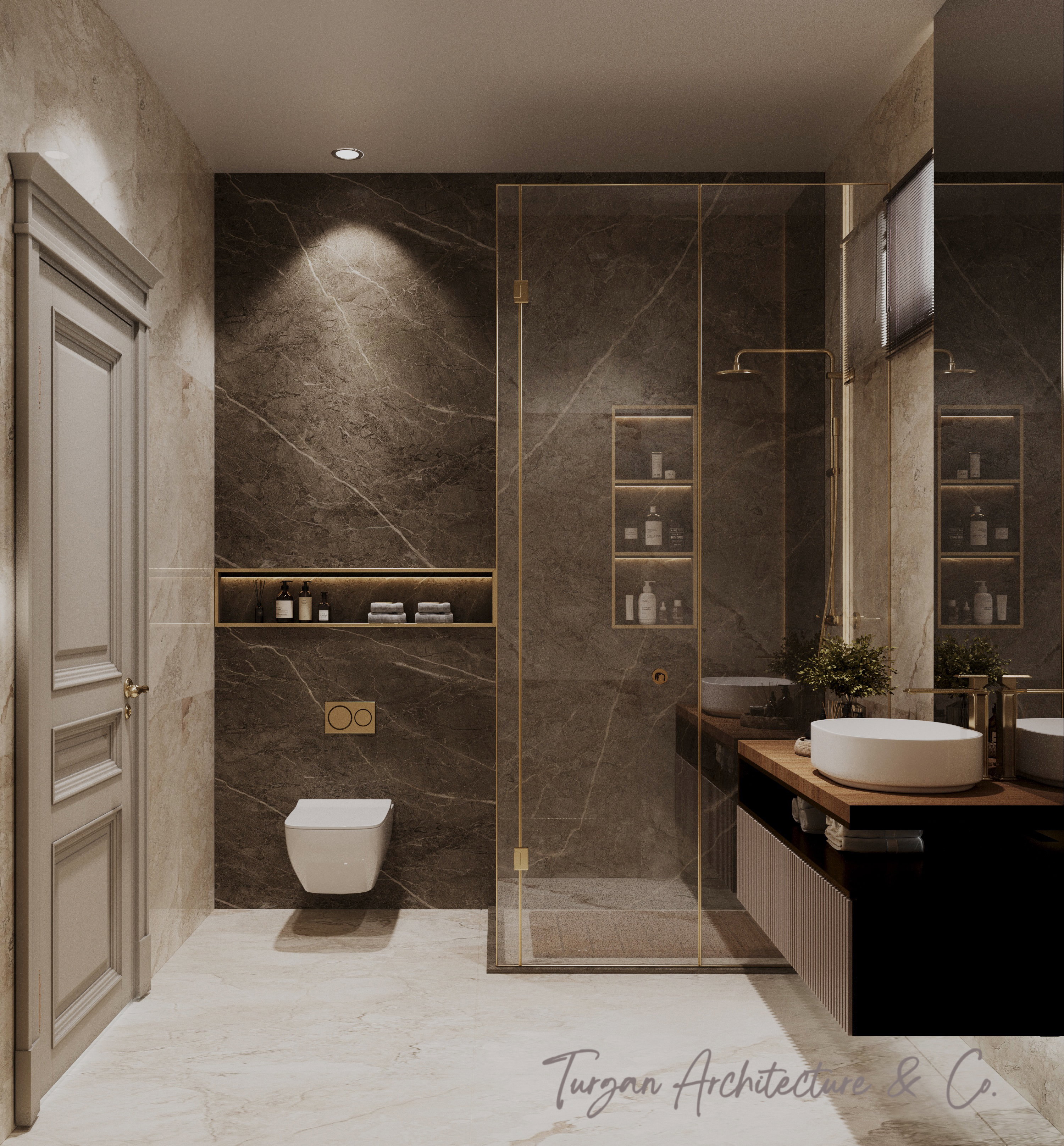 Altın Kahverengi Banyo