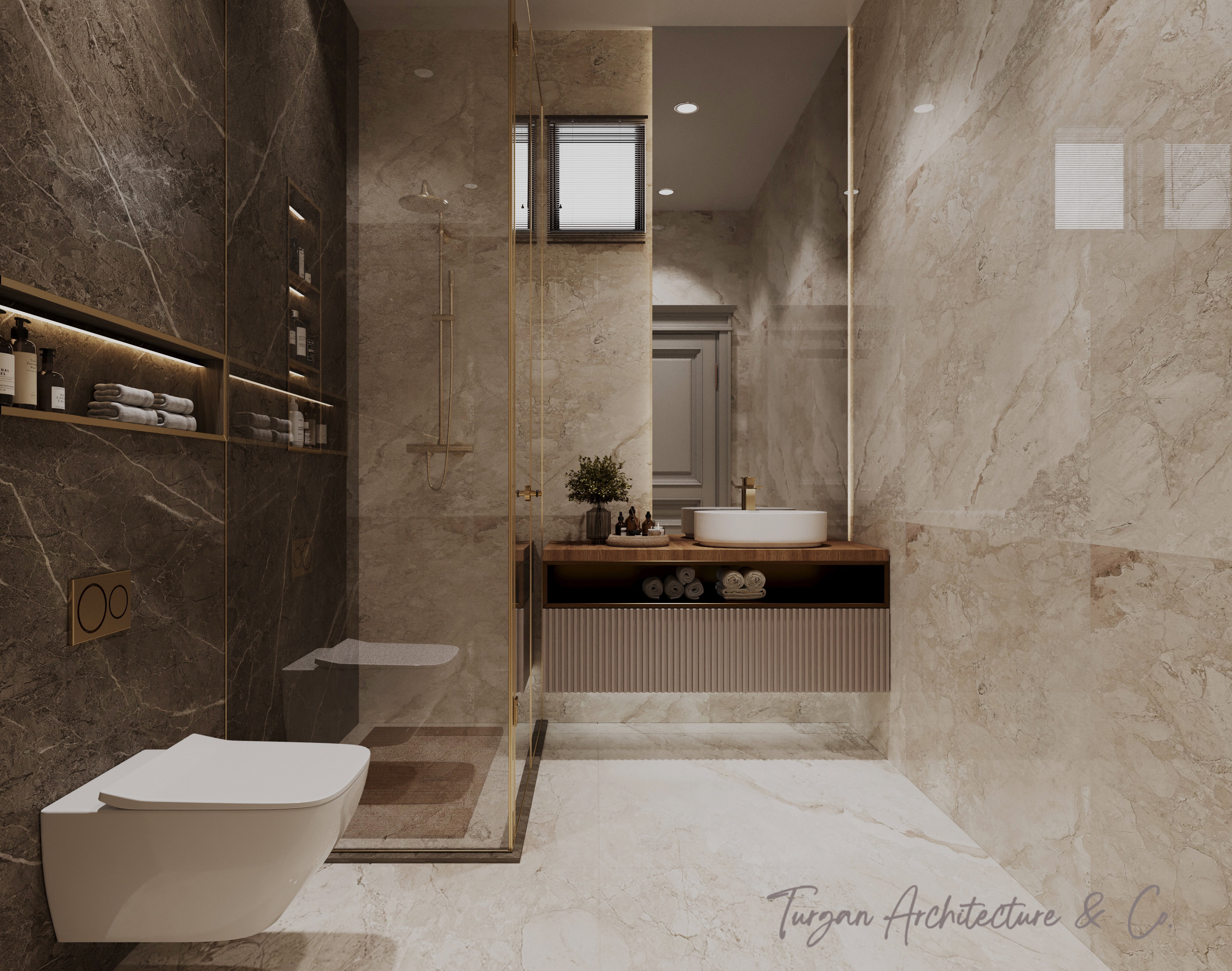 Altın Kahverengi Banyo