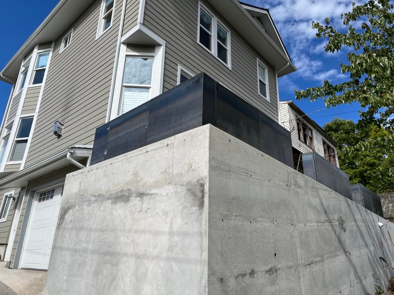 Steel Fence panels and retaining wall 