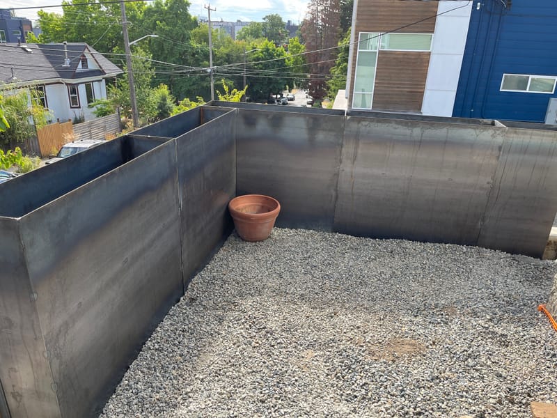 Steel Fence panels and retaining wall 