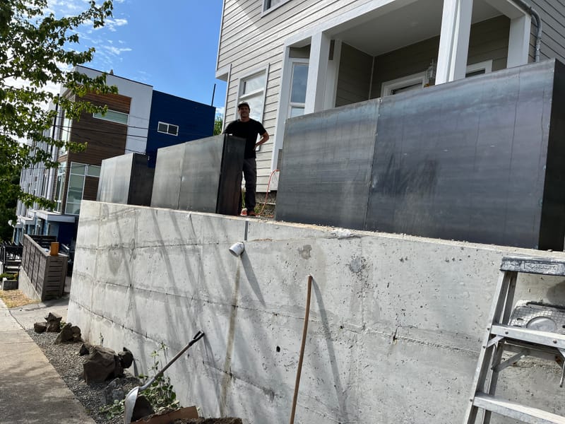 Steel Fence panels and retaining wall 