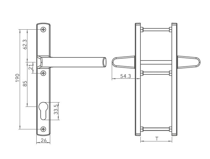 Casement Door Handle HD 22-AS