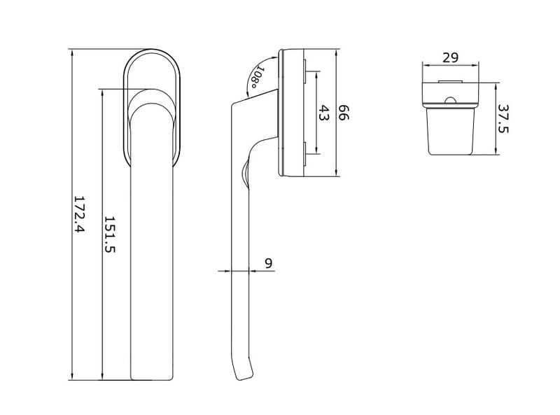 SHORT NECK DOOR HANDLE SL 50 N