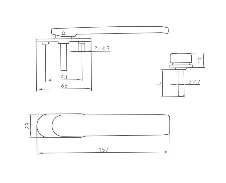 SHORT NECK DOOR HANDLE SL 55