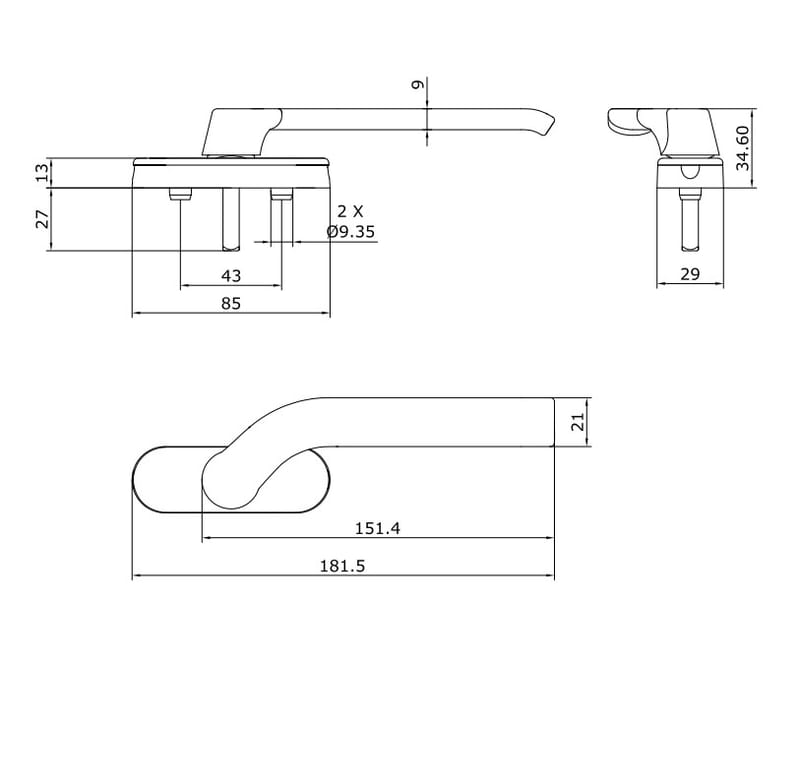 SHORT NECK DOOR HANDLE  SL 203
