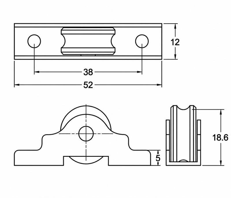 Single wheel ball bearing nylon roller SR 25-12