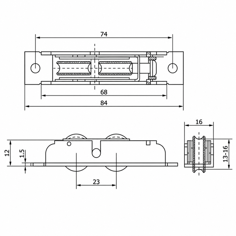 DOUBLE WHEEL BALL BEARING ADJUSTABLE ROLLER SR 28