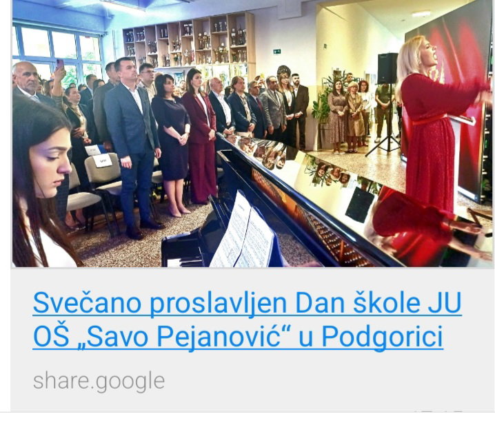 Svečano proslavljen Dan škole i 80 godina postojanja JU OŠ „Savo Pejanović“