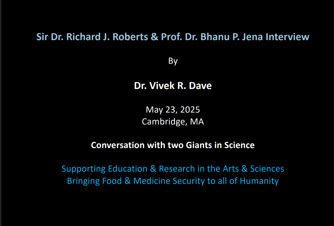 MMI Director Prof. Bhanu P. Jena interviewed together with Sir Richard J. Roberts, on their respective scientific discoveries