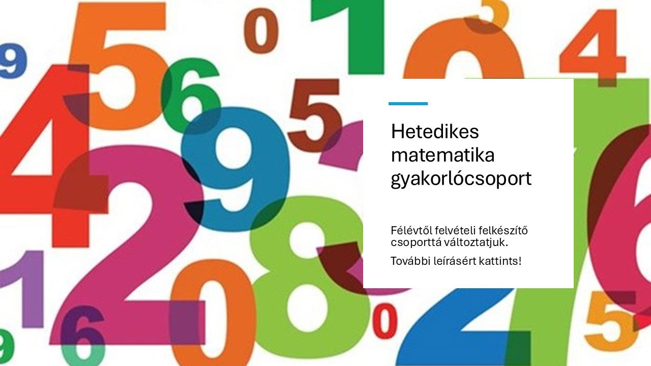 Hetedikes matematika gyakorlócsoport, vezeti P. Ungi Anikó tanárnő