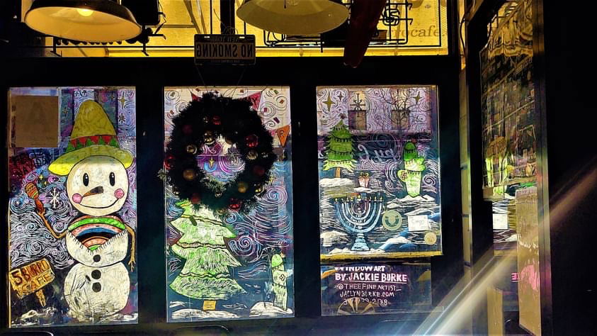 2023 Winter Holiday Windows for 5 Burro Cafe- Forest Hills, Queens