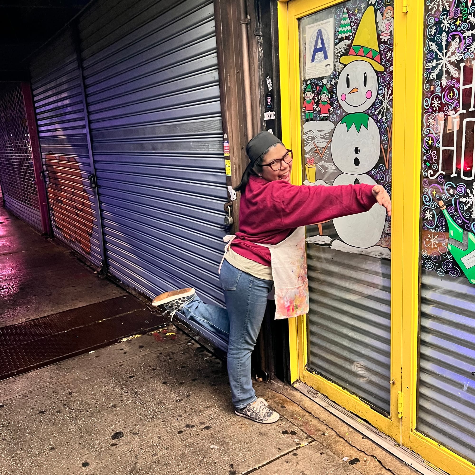 2024 Winter Holiday Windows for 5 Burro Cafe- Forest Hills, Queens