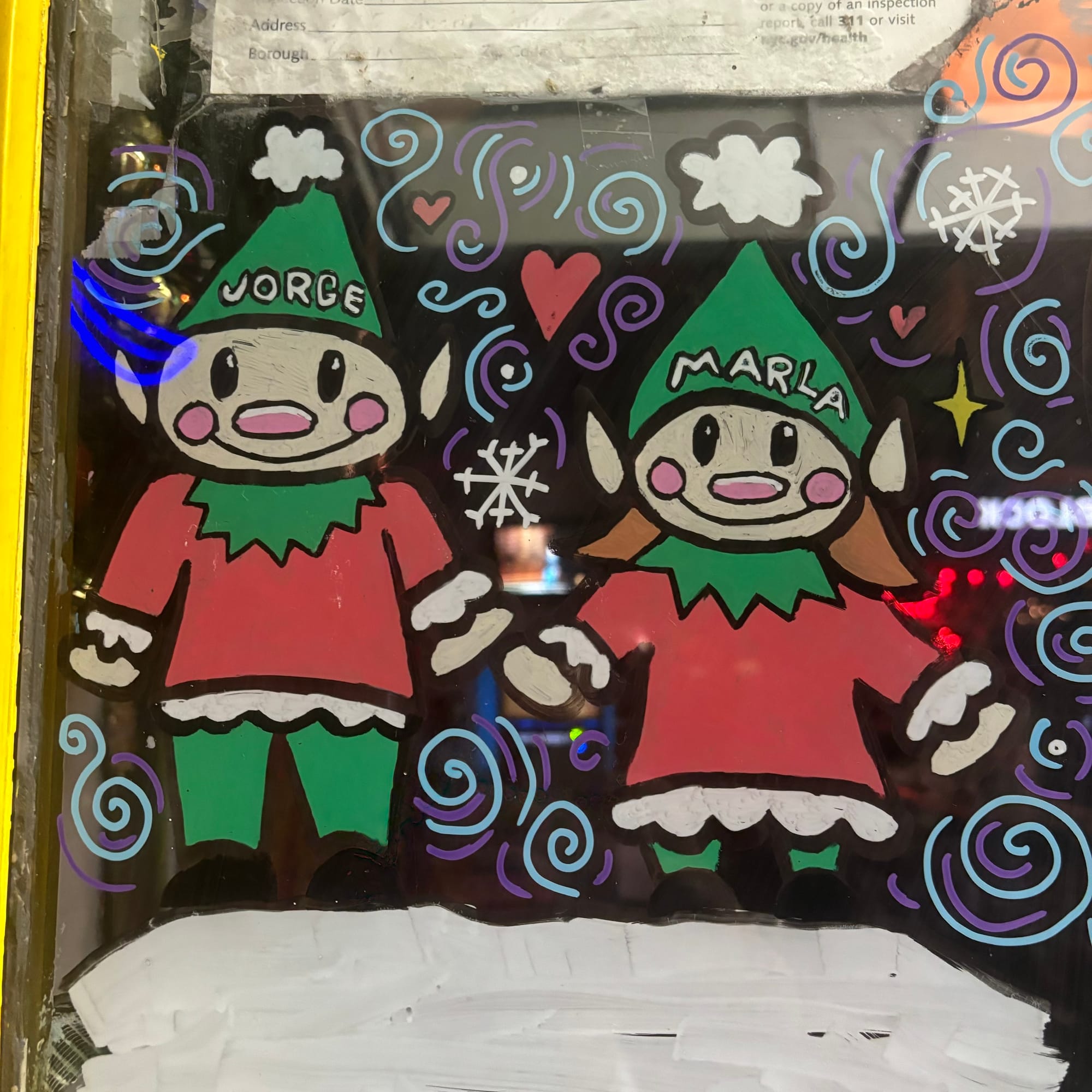 2024 Winter Holiday Windows for 5 Burro Cafe- Forest Hills, Queens