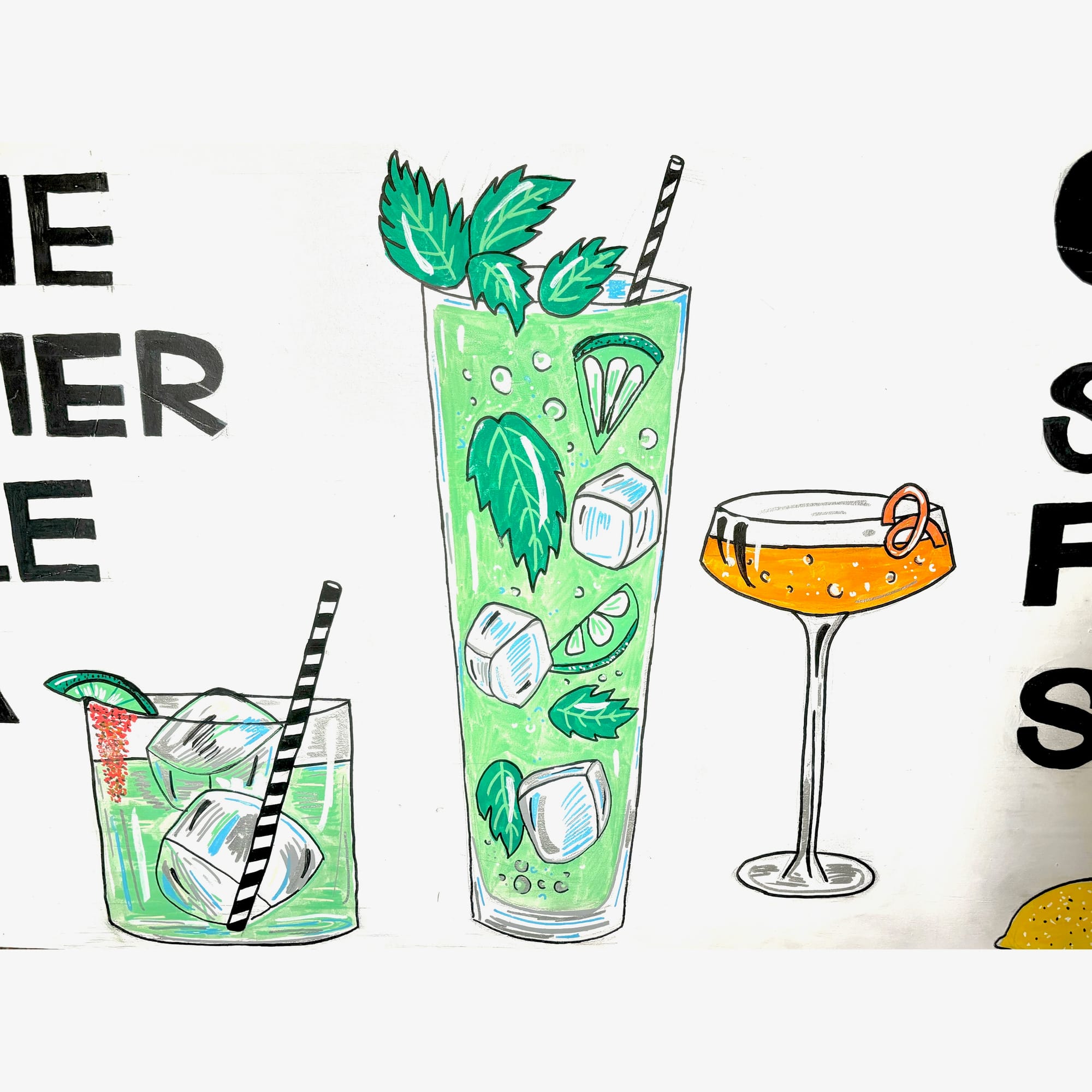 Hand painted sign art (menus)