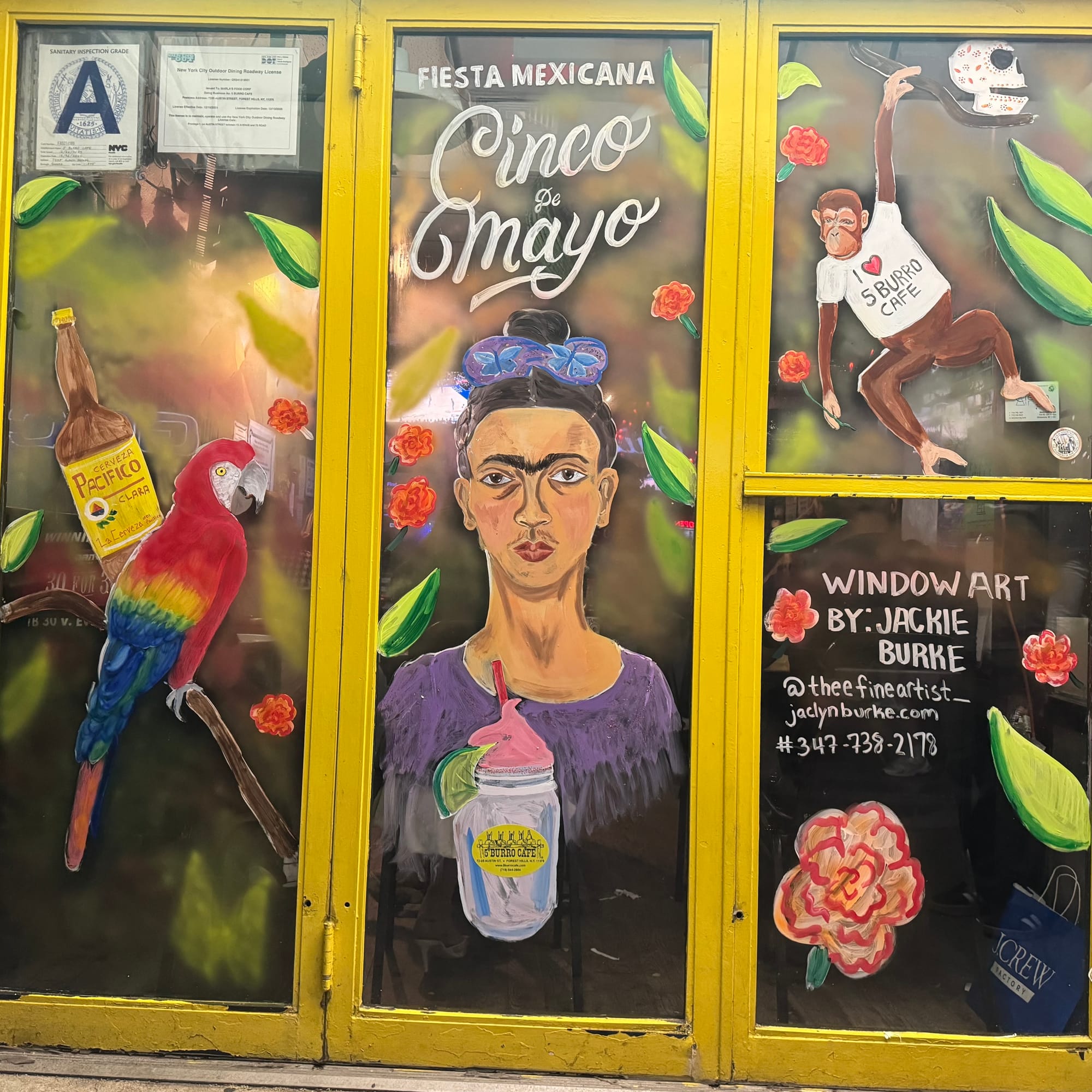 2025 Cinco De Mayo Window at 5 Burro Cafe- Forest Hills, Queens