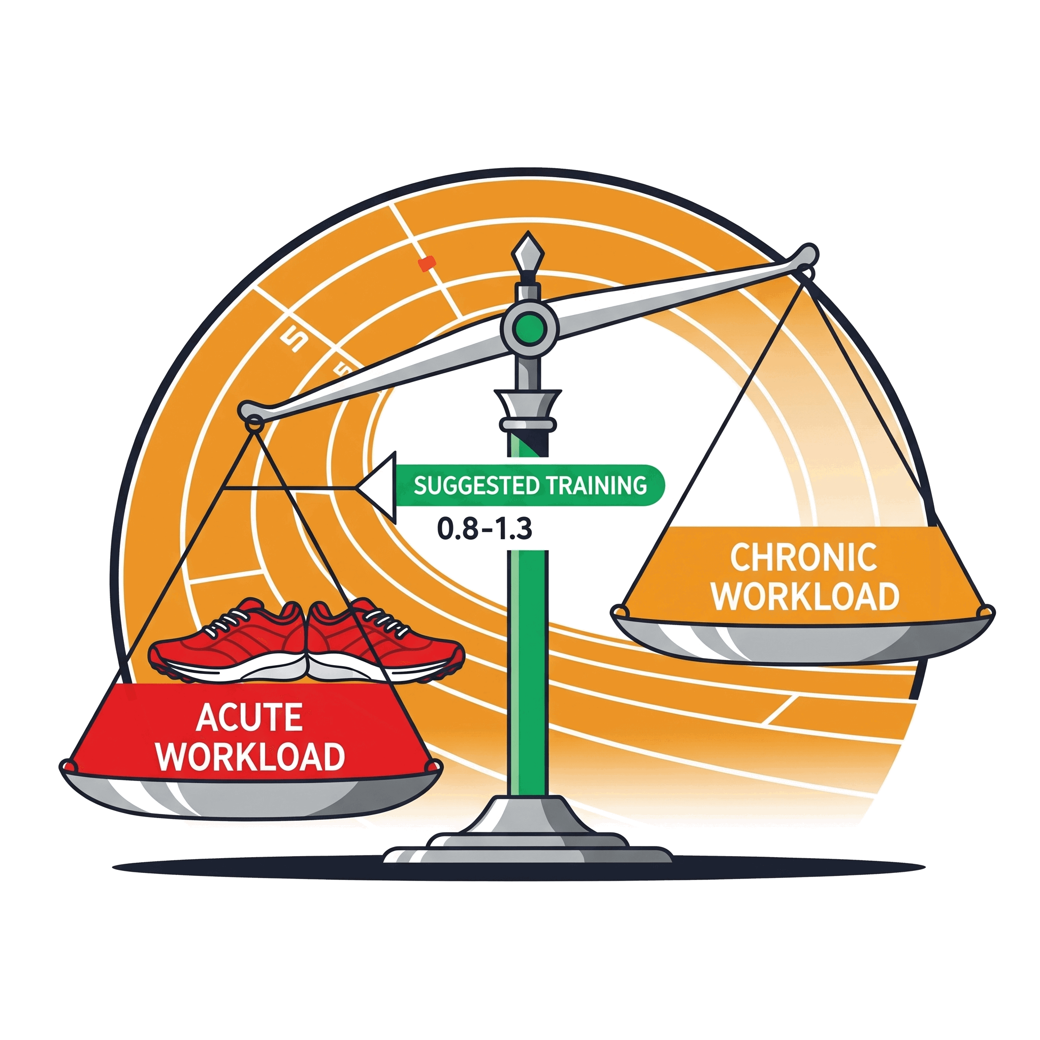 Infographic illustrating Acute Chronic Workout Ratio Target range