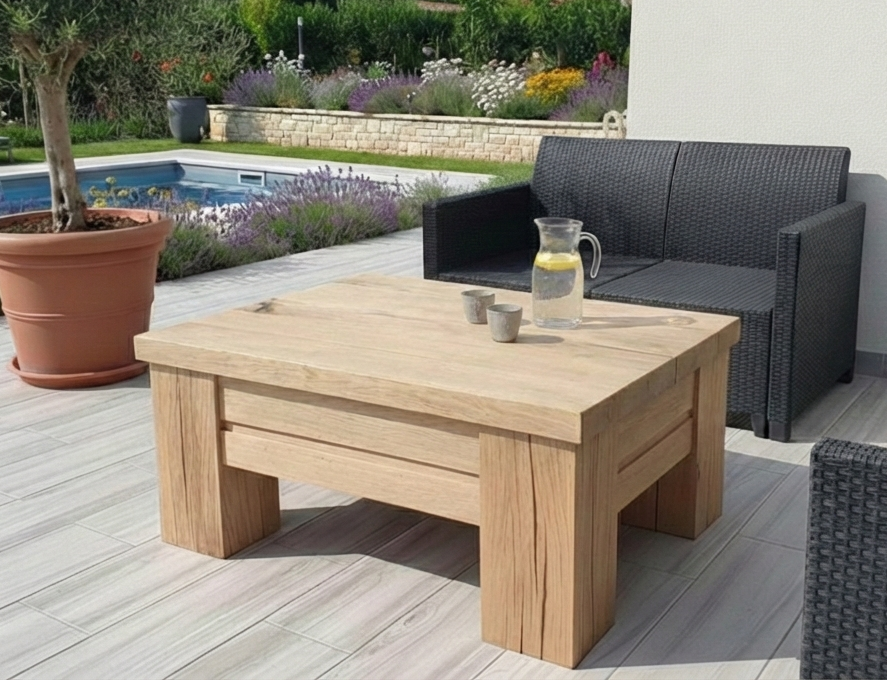 Fabrication artisanale de table basse en chêne massif tarif 490€