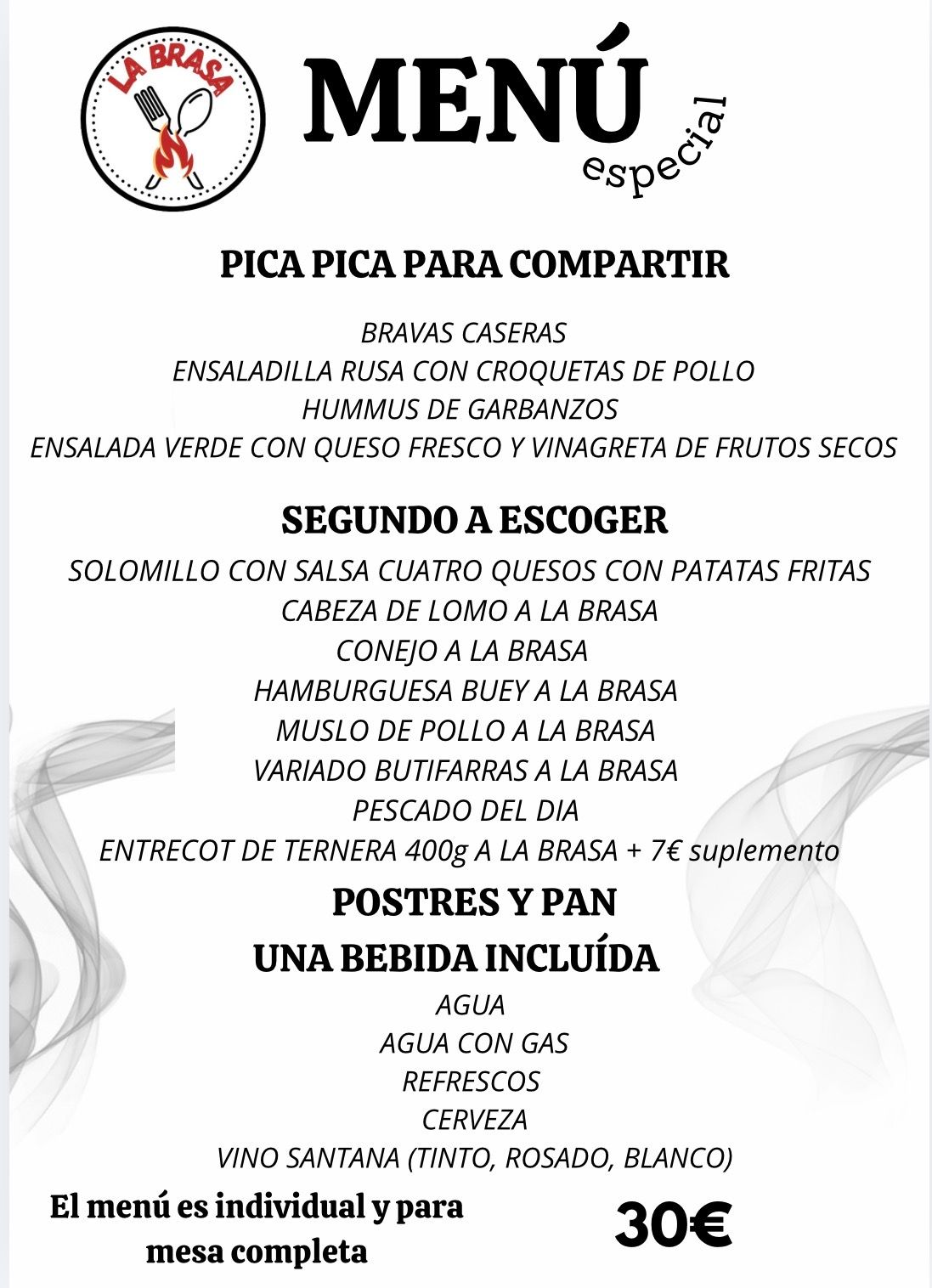 Menú noche