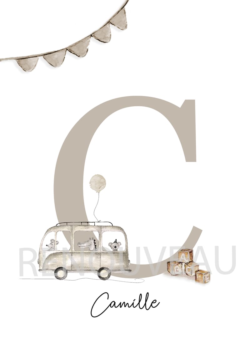 Affiche Lettrine Illustrée