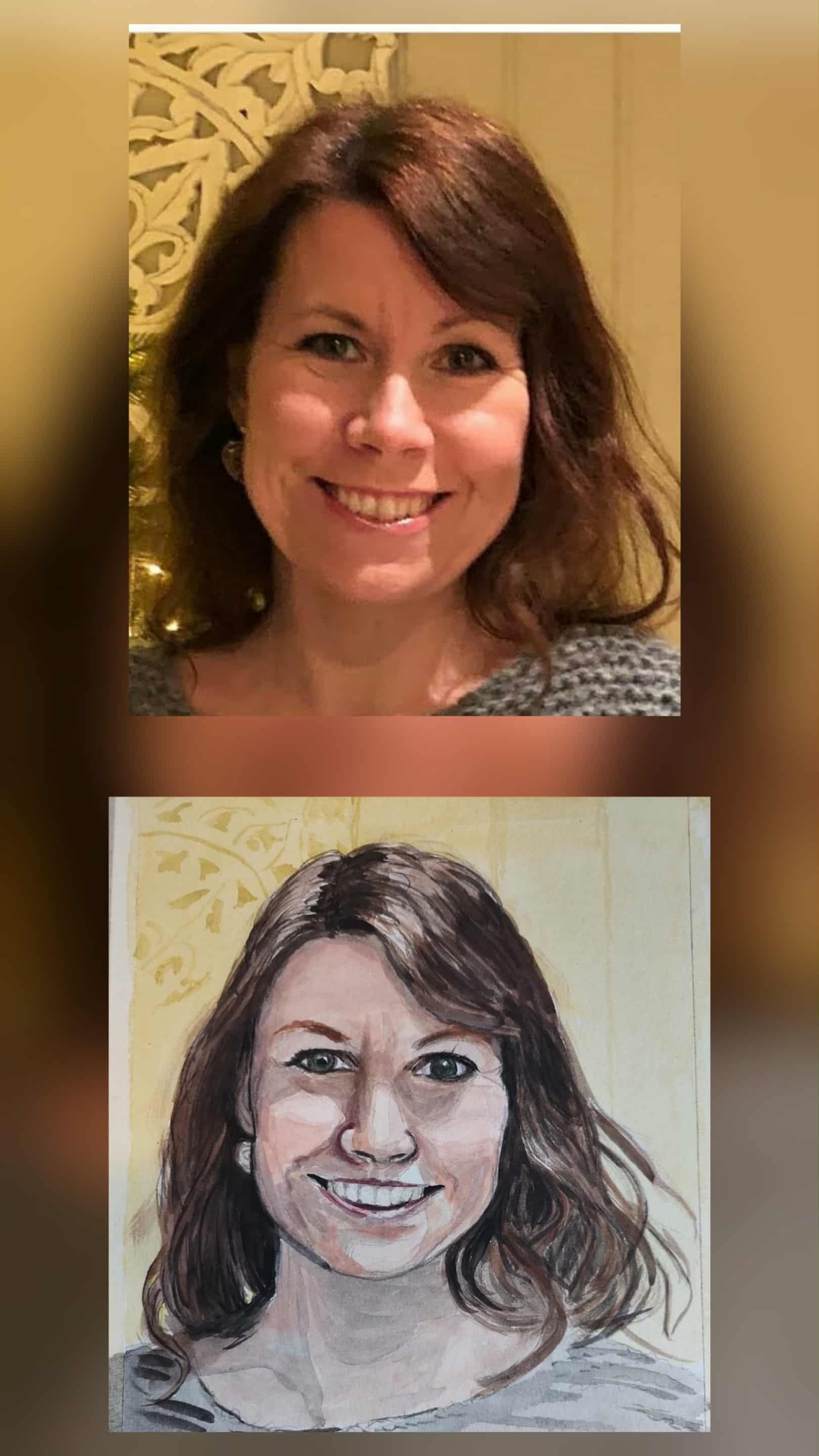 Portrett i akvarell Kr 500,-