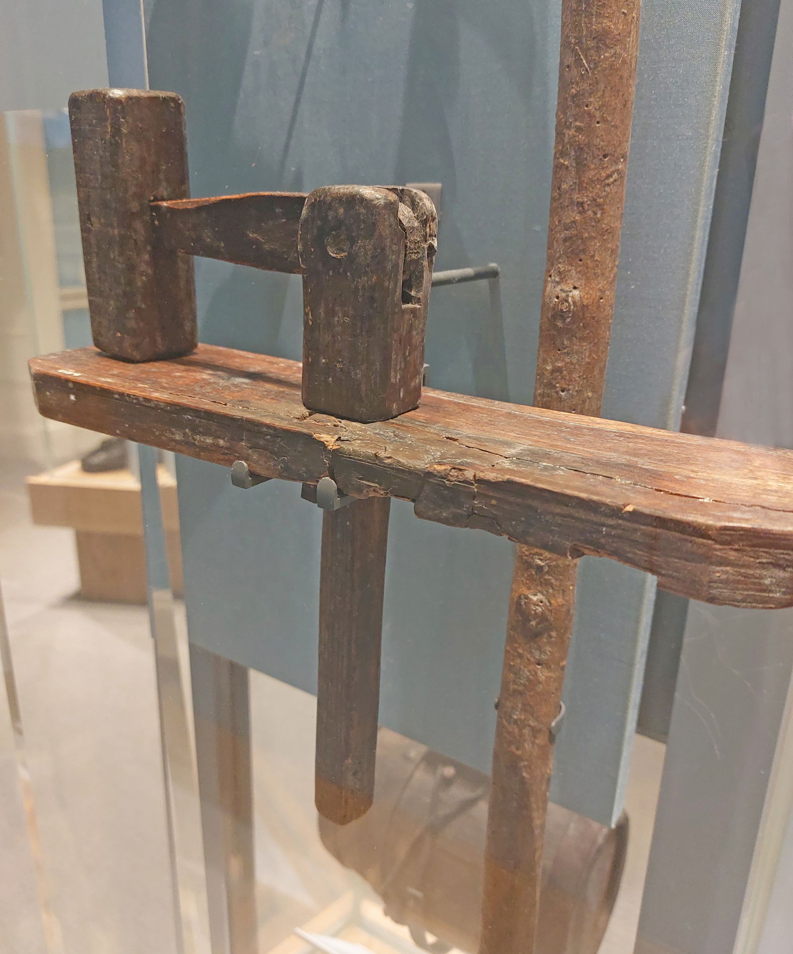 Photo of 19th century bird scarer on display in Museum of Somerset, Taunton