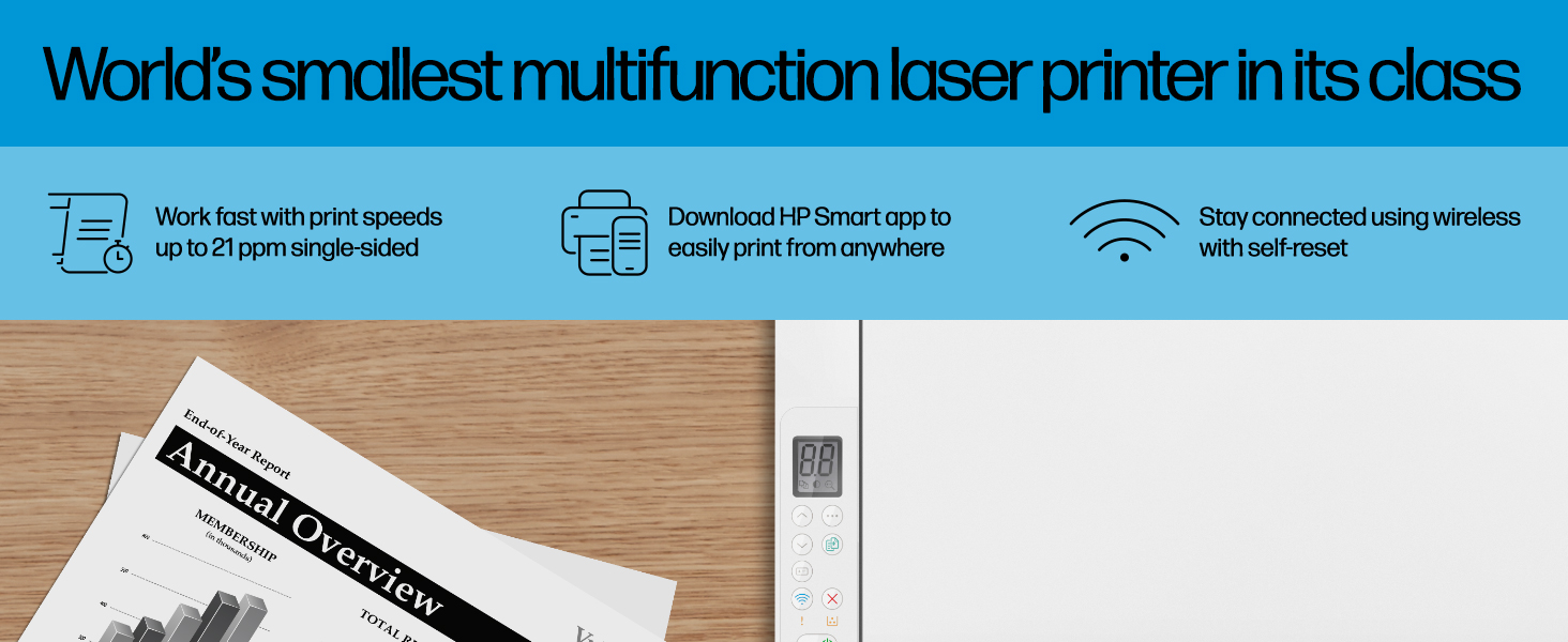 small laserjet multifunction printer fast speeds mobile printing wi-fi wireless