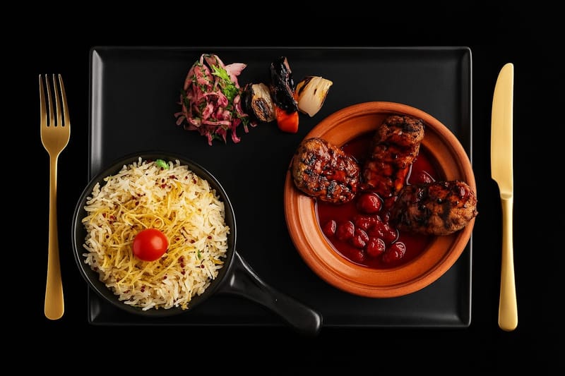 Agape kabab with cherries كباب اغابي بالكرز