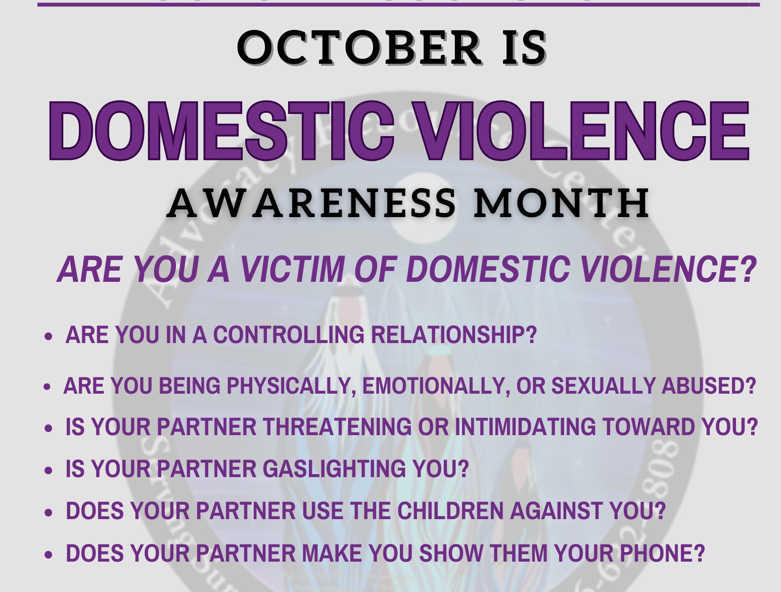 October-Domestic Violence Awareness Month