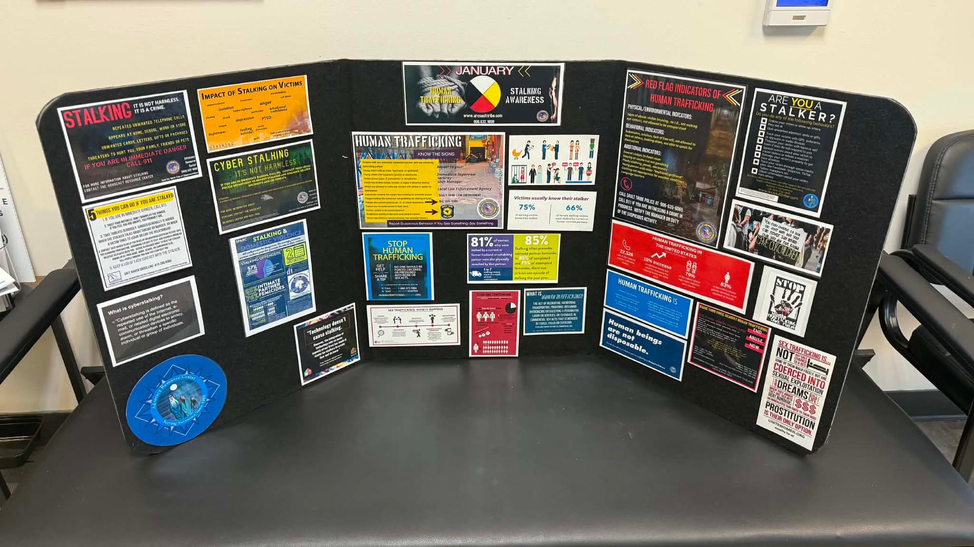 Human Trafficking and Stalking Awareness Month Ed Board at Sault Tribal Court