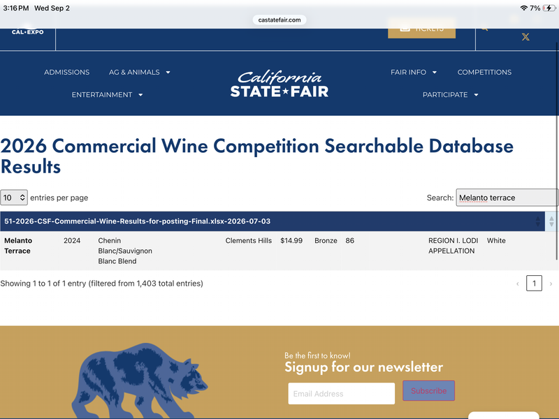 2026 CALIFORNIA STATE FAIR COMMERCIAL WINE COMPETITION