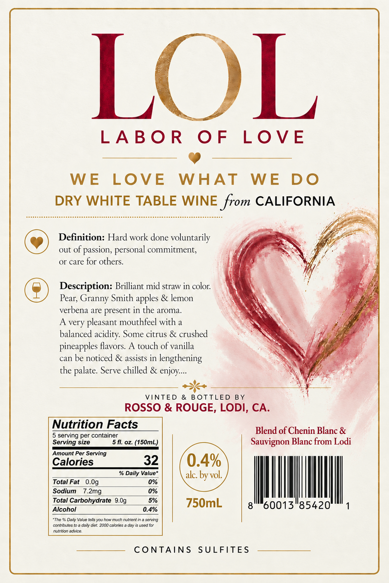 LABOR OF LOVE NON-ALCOHOLIC WHITES & REDS