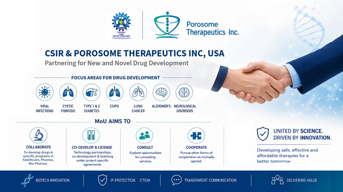 GOVERNMENT OF INDIA ANNOUNCES PARTNERSHIP WITH POROSOME THERAPEUTICS, INC.