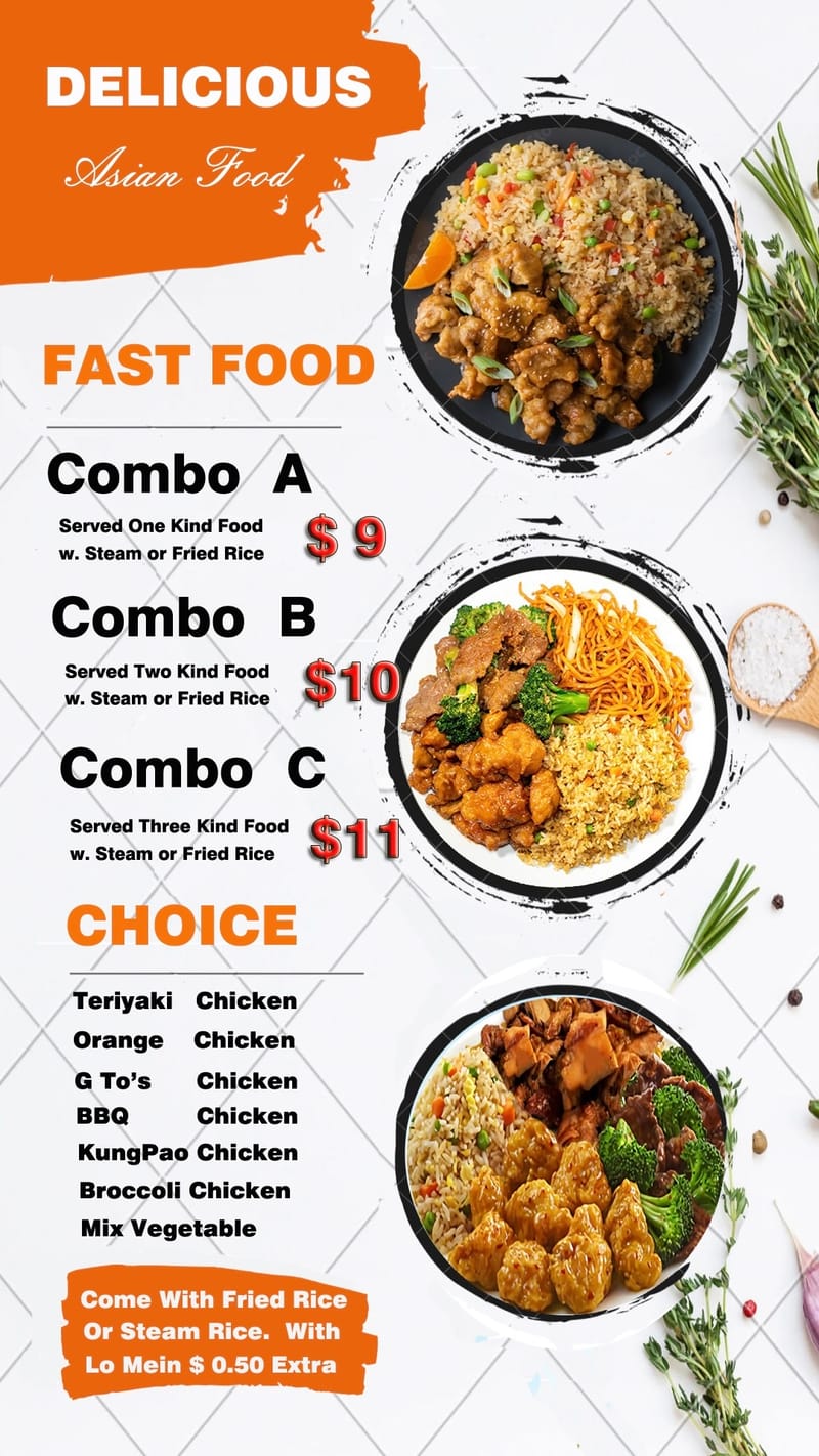 Fast food menu