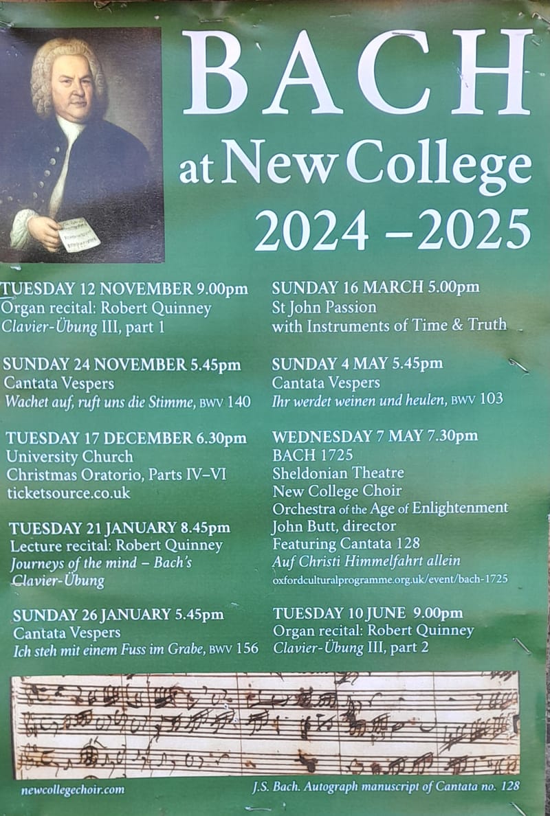 Bach at New College until June 2025
