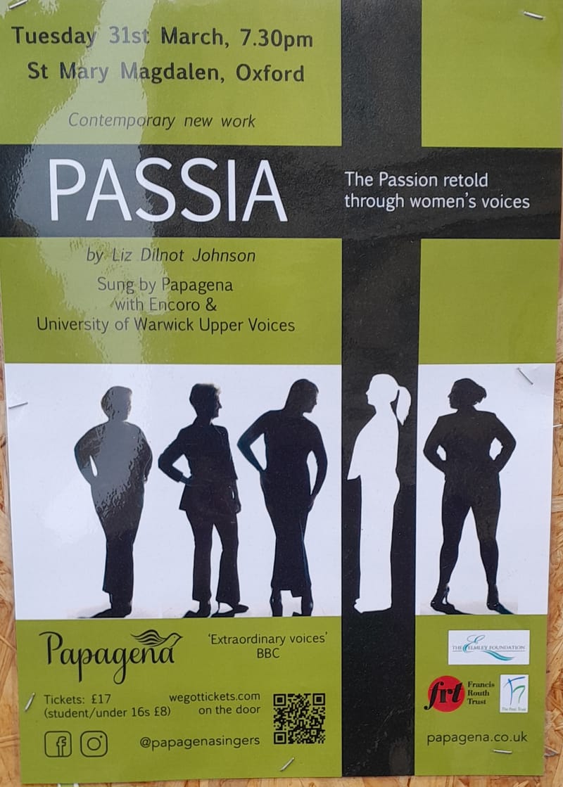 Passia: the Passion retold through Women's Voices, St Mary Magdalen, Oxford,Tuesday 31 March 2026