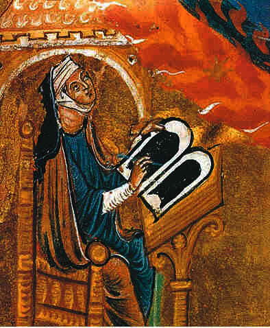 5.- Hildergard Von Bingen. Codex de Lucca, Liber divinorum operum,1220 1230, Biblioteca Statale de Lucca. Fuente, Base de datos digital de la Universidad Complutense de Madrid