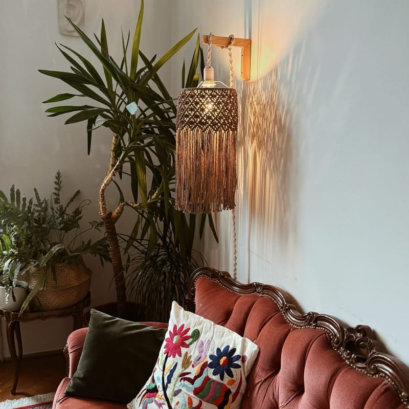 Makramé függő lámpabúra készítő workshop