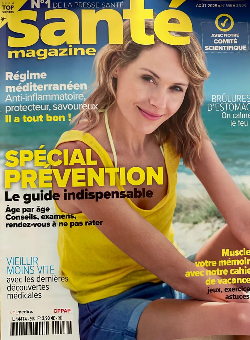 Quizz dans SANTÉ MAGAZINE aout 2025